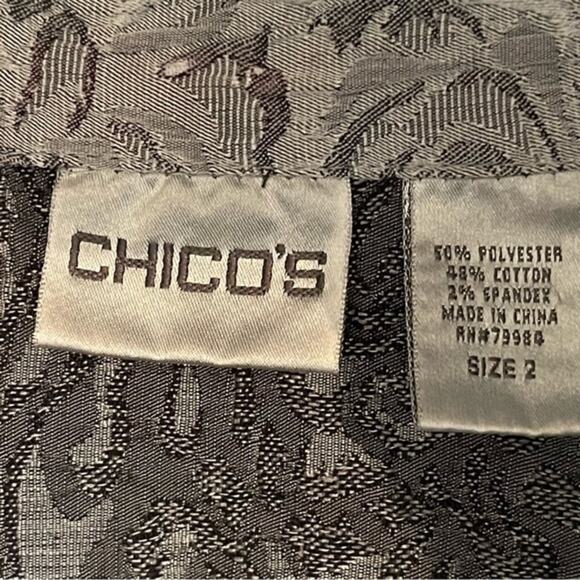 Chico’s Gray & Silver Floral Print Textured CottageCore Jacket NWOT Size 12 - Picture 8 of 11